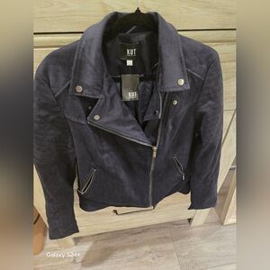 Kut From The Kloth Navy Suede Moto Jacket